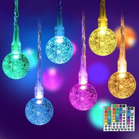 img 4 attached to 2 Pack 39FT (78FT Total) RGB Globe String Lights with Crystal Ball, Color Changing Fairy Lights with 120 LEDs, Remote Control Christmas Lights for Indoor Outdoor Decor, Patio Yard Home