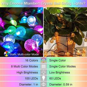 img 2 attached to 2 Pack 39FT (78FT Total) RGB Globe String Lights with Crystal Ball, Color Changing Fairy Lights with 120 LEDs, Remote Control Christmas Lights for Indoor Outdoor Decor, Patio Yard Home