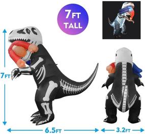 img 2 attached to 🦖 Spooky and Vibrant: GOOSH 7 FT Halloween Inflatable Skeleton Dinosaur T-Rex With LED Lights - Perfect Yard Decoration for Holiday, Party, and Garden Clearance