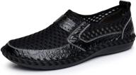 👞 rongkai men's lightweight mesh breathable walking loafers - outdoor slip-on casual shoes with honeycomb hiking sole, durable soft leather logo