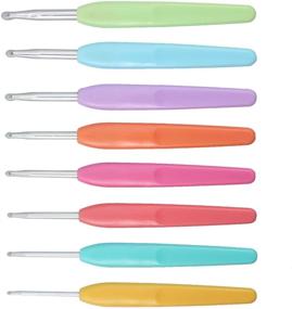 img 1 attached to 🌈 Colorful Plastic Handle Aluminum Crochet Hooks Set – Ergonomic 2.5mm-6mm Knitting Needles for Arthritic Hands, Beginners, Mothers (8pcs)