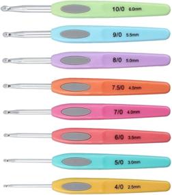 img 2 attached to 🌈 Colorful Plastic Handle Aluminum Crochet Hooks Set – Ergonomic 2.5mm-6mm Knitting Needles for Arthritic Hands, Beginners, Mothers (8pcs)