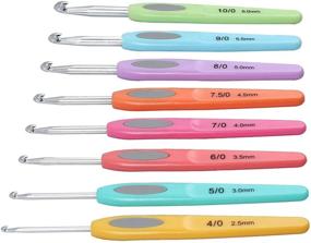 img 4 attached to 🌈 Colorful Plastic Handle Aluminum Crochet Hooks Set – Ergonomic 2.5mm-6mm Knitting Needles for Arthritic Hands, Beginners, Mothers (8pcs)