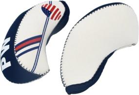 img 1 attached to 🏌️ Golf Irons Club Head Covers: Protect Your Wedge Irons with Neoprene Head Covers - White & Blue US Flag Design