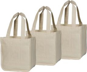 img 1 attached to 🛍️ Top-Rated Canvas Grocery Shopping Bags with Handles - Eco-friendly Reusable Cloth Tote Bags (Set of 3)