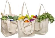 🛍️ top-rated canvas grocery shopping bags with handles - eco-friendly reusable cloth tote bags (set of 3) логотип