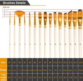 img 3 attached to 🖌️ Набор кистей BOSOBO: 15 различных размеров волос из нейлона для акрила, акварели, масляной живописи, макияжа и рукоделия - включает нож-палитру, губку и чехол для переноски