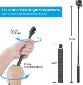 img 2 attached to TELESIN Selfie Stick Tripod: Carbon Fiber Lightweight Monopod for GoPro, DJI Osmo, Insta 360 & More
