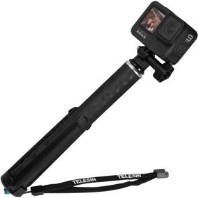 img 4 attached to TELESIN Selfie Stick Tripod: Carbon Fiber Lightweight Monopod for GoPro, DJI Osmo, Insta 360 & More
