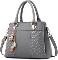 women's pu leather designer top handle satchel tote bag shoulder bags logo