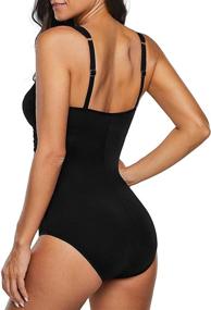 img 2 attached to Firpearl Women's Surplice Shirred One Piece Bathing Suit - Tummy Control Swimwear