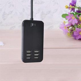 img 1 attached to Black USB Charging Station with 6 Ports - Desktop Charger for Smartphones and All Devices, SBU Compatible - Multi-Port Wall Charger with Switch