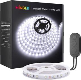 img 4 attached to 🔆 MINGER 16.4ft Dimmable White LED Strip Lights Kit - 6500K Bright White Daylight, 300 LEDs for Vanity Mirror, Wardrobe, Dressing Table, Kitchen, Christmas