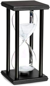 img 4 attached to ⏳ BOJIN 20 Minute Hourglass White Sand Timer with Wooden Black Stand - Office Kitchen Decor Home Sand Clock - 20MIN White Sand