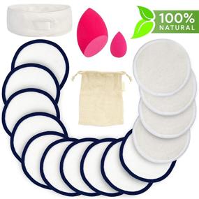 img 2 attached to 🌿 14-Piece Reusable Cotton Pads Makeup Remover Set | Soft Bamboo Rounds for All Skin Types | Includes Blending Sponge, Facial Headband, and Laundry Bag - Zero Waste Makeup Removal