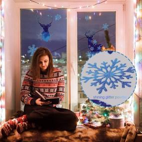 img 1 attached to 🎄 Lulu Home Christmas Decorations: 93 PCS Xmas Reindeer & Snowflake Window Stickers with Shimmering Glitter Powder for the Festive Season