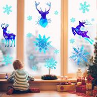 🎄 lulu home christmas decorations: 93 pcs xmas reindeer & snowflake window stickers with shimmering glitter powder for the festive season logo