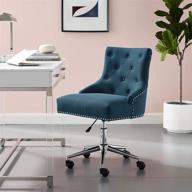 stylish and comfortable modway regent tufted button upholstered fabric swivel office chair in azure with nailhead trim logo