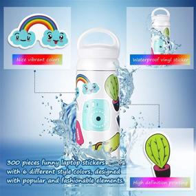 img 3 attached to 🔥 300-Piece Mixed Water Bottle Stickers | Colorful, Durable Vinyl Laptop Stickers | Aesthetic & Waterproof Trendy Decals for Water Bottles, Laptop Decoration – Mixed Styles