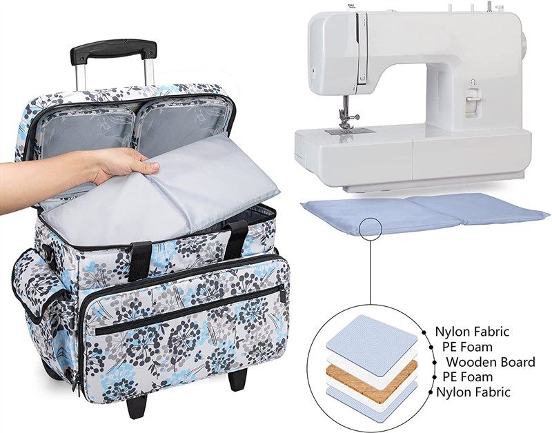 Teamoy Sewing Machine Carrying Case, Sewing Machine Tote with Bottom Wooden  Board Pad for Most Standard Sewing Machines and Accessories, Dandelion