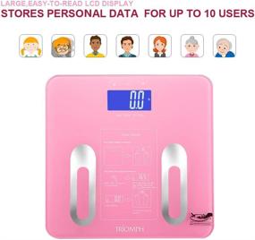 img 2 attached to 📊 Triomph Precision Digital Bathroom Body Fat Scale: Backlit LCD, Body Composition Analyzer, 8 Metrics including Weight, Fat, Water, BMI, Muscle, Bone Mass, Calorie. 400 lbs Capacity, Fat Loss Monitor - Pink