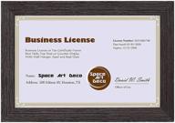 🖼️ business license and certificate display frame - space art deco 5.5x8.5 - dark brown textured frame - glass front - easel stand - d-ring hangers - desk/table top display (dark brown) логотип