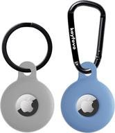 🔑 silicone airtag holder case - 2 pack in grey and blue with key ring logo