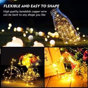 img 3 attached to Cooo 16 Pack LED Fairy Lights Battery Operated String Lights Waterproof Silver Wire, 7.2Ft 20 🌟 Mini LED Firefly Starry Fairy String Lights Rice Light for Wedding Bedroom Party Decorations - Warm White