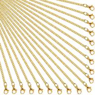 💎 diy jewelry making supplies: 24 pack of gold plated necklace chains with lobster clasps for women - link chain necklaces (18 inch) logo