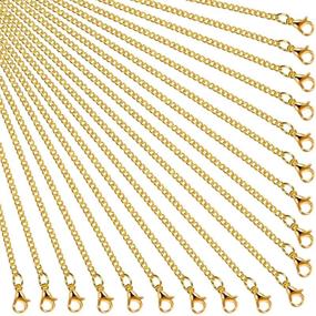 img 4 attached to 💎 DIY Jewelry Making Supplies: 24 Pack of Gold Plated Necklace Chains with Lobster Clasps for Women - Link Chain Necklaces (18 Inch)