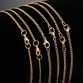 img 2 attached to 💎 DIY Jewelry Making Supplies: 24 Pack of Gold Plated Necklace Chains with Lobster Clasps for Women - Link Chain Necklaces (18 Inch)