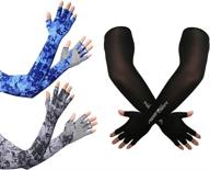 🚴 hodorpower uv protection gloved arm sleeves: premium cycling ice arm sleeve for men & women - fingerless, sun compression long arm cover логотип