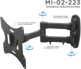 img 2 attached to 🖥️ Mount-It! TV Wall Mount with Articulating Arm, Swivel and Tilt Functions, Single Mount for 23-42 inch Flat Screen Monitor, Fits up to 200 x 200mm VESA, Supports 66 lbs, Black