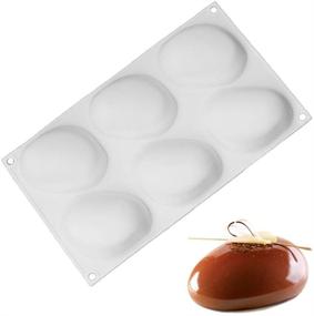 img 1 attached to 🥮 Кухонные инструменты D&B Silicone Elliptical Pebble Stone Baking Pan для приготовления тортов Mousse Dessert - инструменты без пригара, посуда для выпечки, формы для тортов (белая)