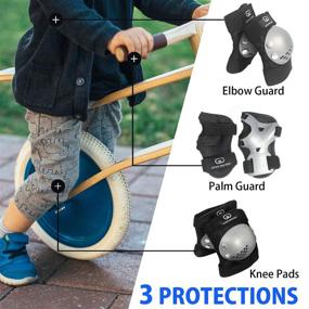 img 2 attached to 👧 Kids Protective Gear Set for Skating, Cycling, Rollerblading, Scooter, Skateboard - Soft Knee Pads, Elbow Pads, Wrist Guards for Children Toddlers - Suitable for Boys Girls (Round, Silver, M)