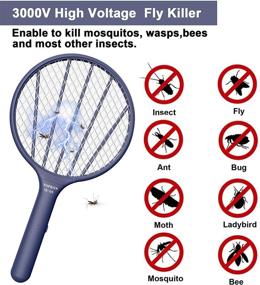 img 3 attached to 🦟 Ultimate Bug Zapper Electric Fly Swatter: Handheld Mosquito Killer with 3000volt Power - Effective Indoor & Outdoor Pest Control - Blue