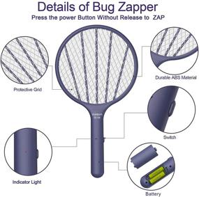 img 1 attached to 🦟 Ultimate Bug Zapper Electric Fly Swatter: Handheld Mosquito Killer with 3000volt Power - Effective Indoor & Outdoor Pest Control - Blue