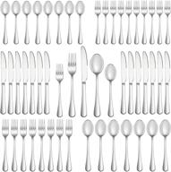 🍴 premium 50-piece silverware set for 10: mirror polished stainless steel flatware, durable kitchen utensils, dishwasher safe logo