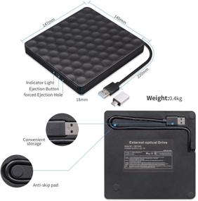 img 1 attached to 📀 Wihool High-Speed USB 3.0 External CD DVD Drive for Laptop - Slim Portable CD DVD +/-RW Optical Burner Writer Reader with Type-C Adapter - Compatible with PC Desktops