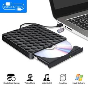 img 4 attached to 📀 Wihool High-Speed USB 3.0 External CD DVD Drive for Laptop - Slim Portable CD DVD +/-RW Optical Burner Writer Reader with Type-C Adapter - Compatible with PC Desktops