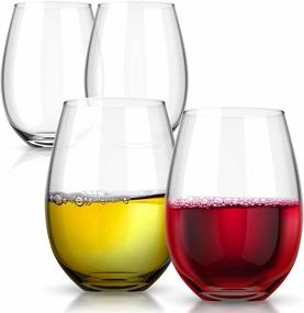 img 1 attached to 🍷 Experience the Elegance and Craftsmanship with Royalty Art European Stemless White Wine Cups - Set of 4 | Modern, Heavy-Duty Borosilicate Glass Crystal | Perfect Glassware for Hosting | Dishwasher Safe (Clear)