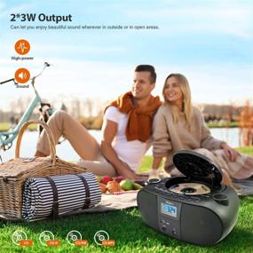 img 2 attached to 📻 Vanku 12-Hour Portable Radio CD Player with Bluetooth Boombox for Home - 4000mAh, 2x3W, Wireless Streaming, FM, USB, AUX, Headphone Jack