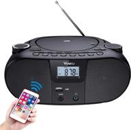 📻 vanku 12-hour portable radio cd player with bluetooth boombox for home - 4000mah, 2x3w, wireless streaming, fm, usb, aux, headphone jack logo