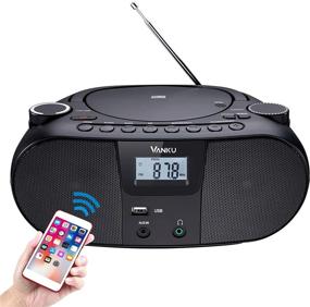 img 4 attached to 📻 Ванку 12-часовой портативный радиоприемник с CD-плеером и Bluetooth-бумбокс для дома - 4000 мАч, 2x3 Вт, беспроводное воспроизведение, FM, USB, AUX, разъем для наушников