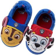 nickelodeon paw patrol slippers for boys - plush fuzzy slippers (toddler/little kid) - comfy and fun feet warmers logo