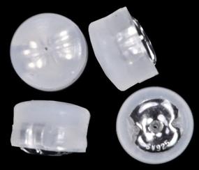 img 2 attached to Secure and Comfortable: Sterling Silver and Silicone Grip Replacement Earring Backs - 2 Pairs