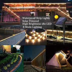 img 3 attached to 🌞 2021 Upgrade Outdoor Solar LED Strip Lights: Cuttable Rope Lights - 8 Modes, 180 LED, Solar Powered, Flexible & Waterproof String Lights in Warm White for Garden, Home, Patio, Courtyard