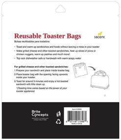 img 3 attached to 🥪 Toaster & Toaster Oven Grilled Cheese Bags by Culinary Elements (2 count): 1 pack / 2 reusable bags