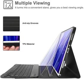 img 2 attached to 📱 FARYODI Galaxy Tab A7 Case with Keyboard 10.4 Inch 2020: Thin Slim Folio Case with Detachable Wireless Keyboard - Black