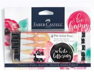 🖌️ faber-castell white pitt artist pen set: 4 opaque white india ink artists markers for lettering and illustration logo